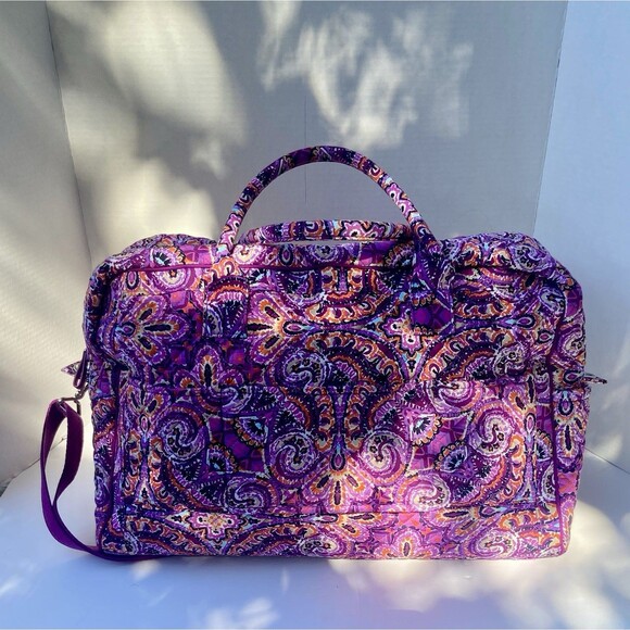 Vera Bradley Grand Traveler Weekender Bag Dream Paisley Purple Tapestry - Picture 5 of 16